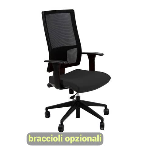 Sedia operativa girevole Unisit Nereide NDA schienale in rete - rivestimento ignifugo nero - NDA/IN