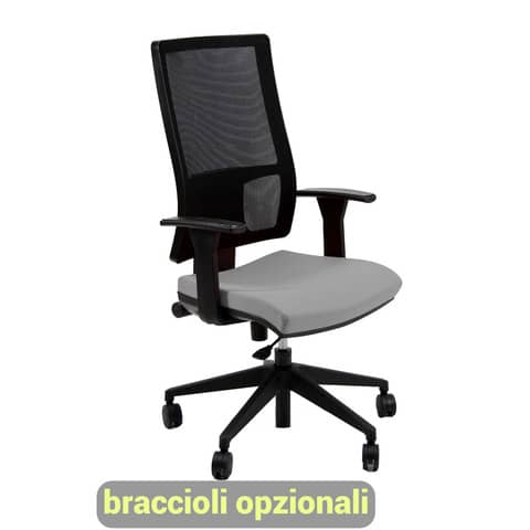 Sedia operativa girevole Unisit Nereide NDA schienale in rete - rivestimento ignifugo grigio scuro - NDA/IT