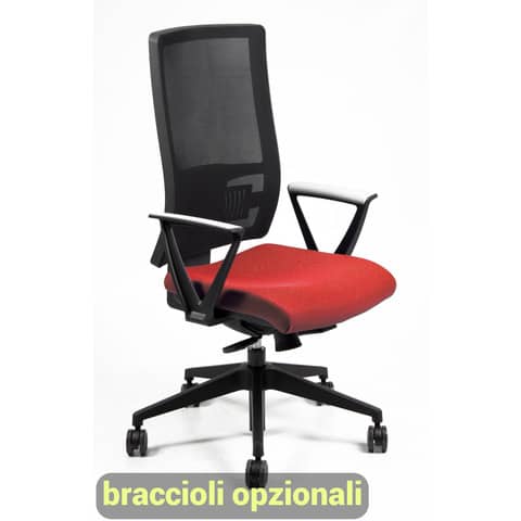 Sedia operativa girevole Unisit Nereide NDAE schienale in rete - rivestimento Eco rosso - NDAE/ER
