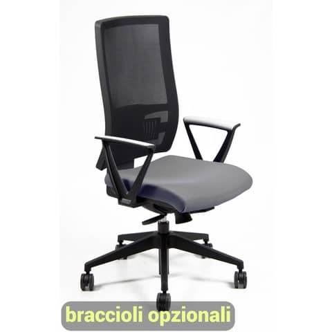Sedia operativa girevole Unisit Nereide NDAE schienale in rete - rivestimento ignifugo grigio scuro - NDAE/IT