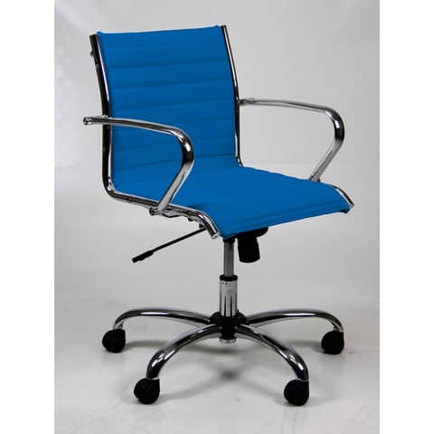 Poltrona direzionale girevole Unisit Pollux New PND schienale basso - rivest. fili di luce blu - con braccioli PND/F11