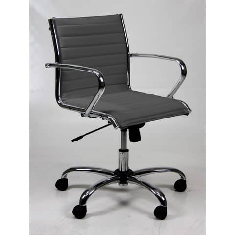 Poltrona direzionale girevole Unisit Pollux New PND schienale basso - rivest. fili luce grigio - con braccioli PND/F14