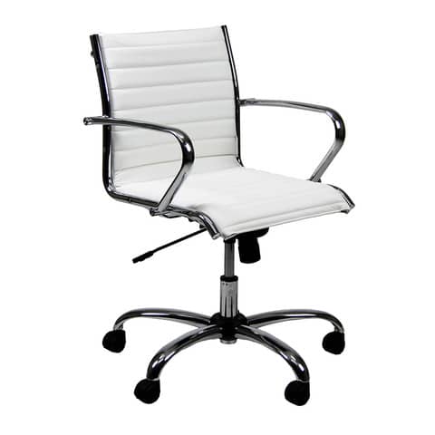 Poltrona direzionale girevole Unisit Pollux New PND schienale basso - rivest. ecopelle bianco - con braccioli PND/KQ
