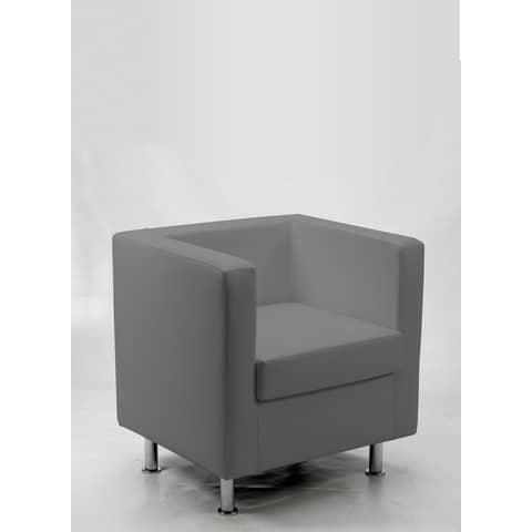 Divano attesa 1 posto Unisit Pragma PR1 schienale fisso - rivestimento in ecopelle grigio - PR1/KG