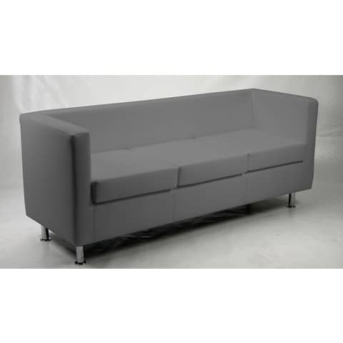 Divano attesa 3 posti Unisit Pragma PR3 schienale fisso - rivestimento in ecopelle grigio - PR3/KG