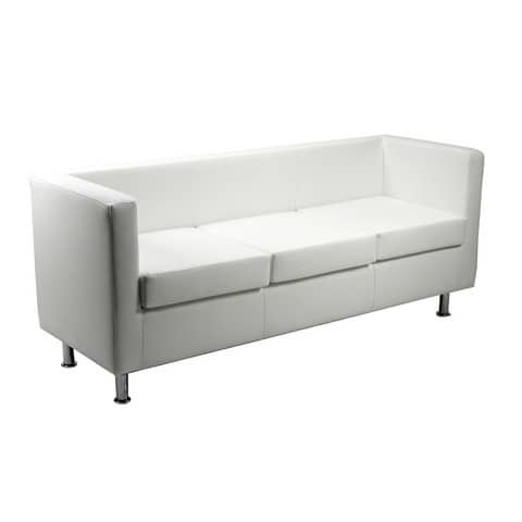 Divano attesa 3 posti Unisit Pragma PR3 schienale fisso - rivestimento in ecopelle bianco - PR3/KQ