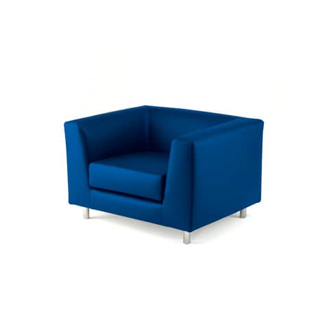 Divano attesa a 1 posto Unisit Quad QD1 schienale fisso - rivestimento tessuto fili di luce blu - QD1/F11