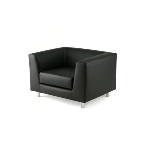 Divano attesa a 1 posto Unisit Quad QD1 schienale fisso - rivestimento tessuto ecopelle nero - QD1/KN