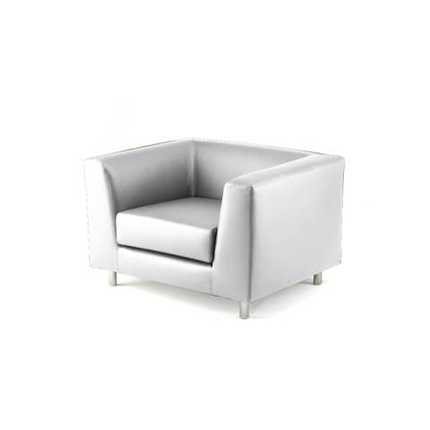 Divano attesa a 1 posto Unisit Quad QD1 schienale fisso - rivestimento in vera pelle bianco - QD1/PQ