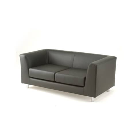 Divano attesa a 2 posti Unisit Quad QD2 schienale fisso - rivestimento tessuto ecopelle nero - QD2/KN