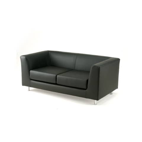 Divano attesa a 2 posti Unisit Quad QD2 schienale fisso - rivestimento in vera pelle nero - QD2/PN