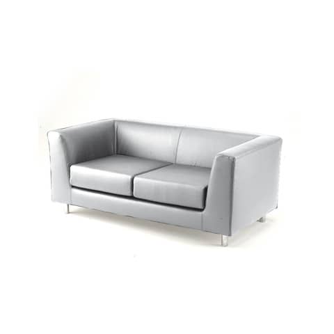 Divano attesa a 2 posti Unisit Quad QD2 schienale fisso - rivestimento in vera pelle bianco - QD2/PQ