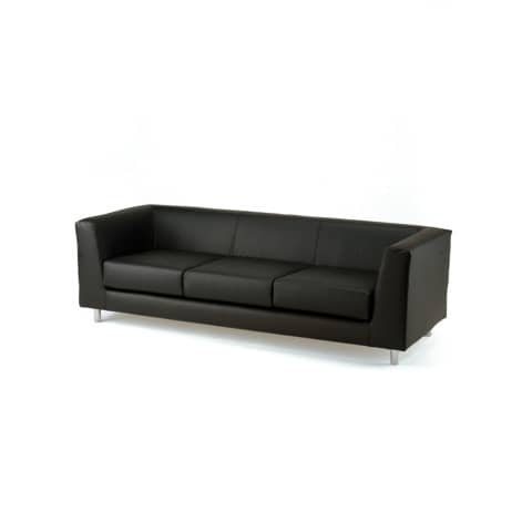 Divano attesa a 3 posti Unisit Quad QD3 schienale fisso - rivestimento tessuto ecopelle nero - QD3/KN