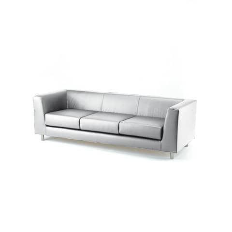Divano attesa a 3 posti Unisit Quad QD3 schienale fisso - rivestimento tessuto ecopelle bianco - QD3/KQ