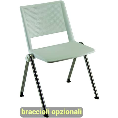 Sedia visitatore a 4 gambe Unisit Revolution RECP - schienale rigido rete PPL bianco - conf. 2 pezzi - RECP/2/BI