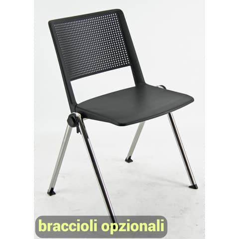 Sedia visitatore a 4 gambe Unisit Revolution RECP - schienale rigido rete PPL nero - conf. 2 pezzi - RECP/2/NE