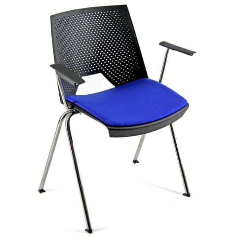 Sedia visitatore a 4 gambe Unisit Strike SKBR schienale a rete nero - PPL rosso con braccioli - SKBR/RO