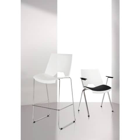 Sgabello alto su slitta Unisit Strike SKS struttura a filo d'acciaio cromato - PPL rosso - SKS/RO