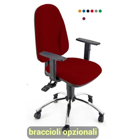 Sedia operativa girevole Unisit Team TMSYC Eco smart - schiuma sagomata - rivestimento Eco rosso - TMSYC/ER