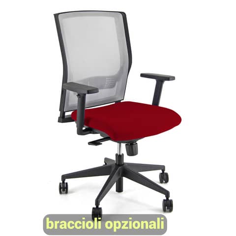 Sedia operativa girevole Unisit X Ray X2 schienale in rete grigio - rivestimento Eco rosso - X2/ER