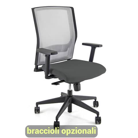Sedia operativa girevole Unisit X Ray X2 schienale in rete grigio - rivestimento Eco grigio scuro - X2/ET
