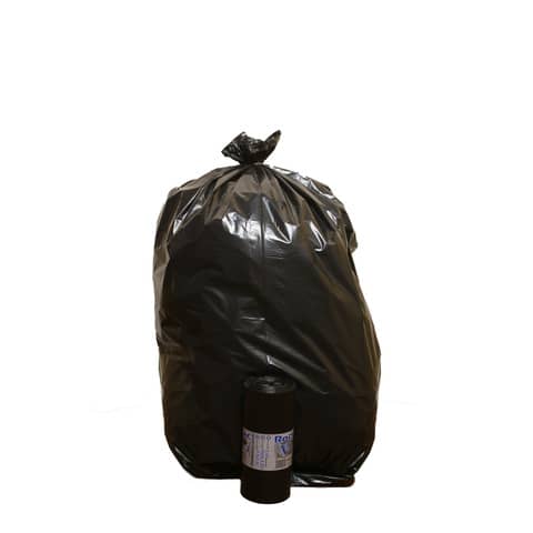 Sacchi immondizia per rifiuti inorganici Rolsac 130 L 90x120 cm - 50 µm nero - rotolo da 10 pezzi - 21130-1