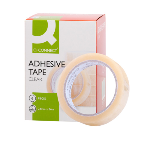 Nastro adesivo trasparente Q-Connect in PP 24 mm x 66 m - torre da 6 rotoli - KF27017