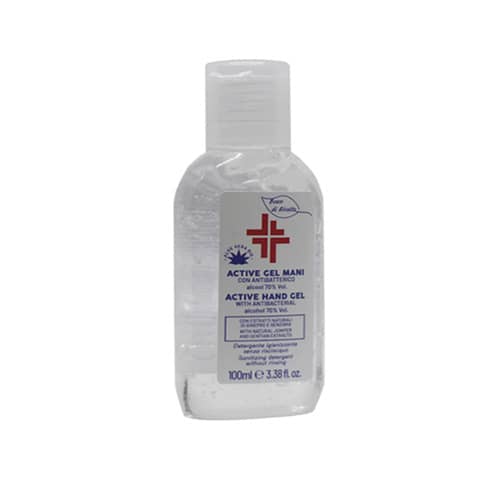 Gel igienizzante mani (alcol 70%) 100 ml - Active linea Bosco di Rivalta - profumo di agrumi - flacone trasparente