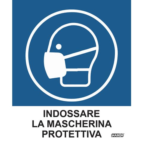 Adesivo segnaletico Markin ''Indossare la mascherina protettiva'' in …