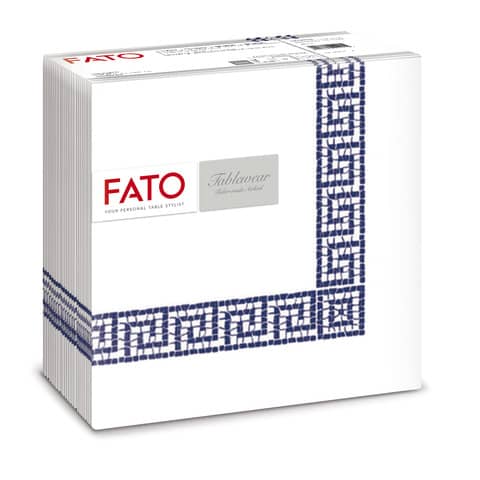 Tovaglioli piegati 1 velo Fato Tablewear 40x40 cm pura cellulosa decoro Mykonos blu - conf. 50 pezzi - 88446100