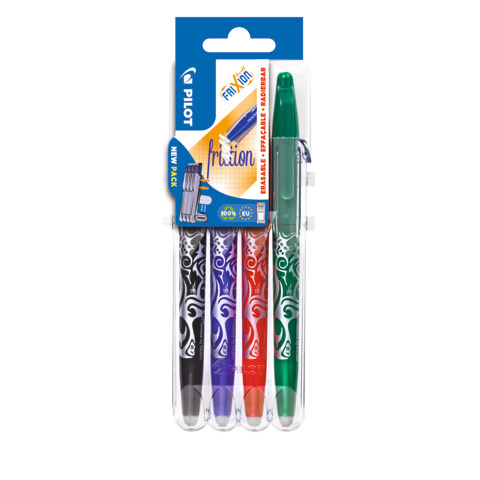 Penne a sfera cancellabili Pilot Frixion Ball 0,7 mm nero blu rosso verde Set2go 4 pezzi - 006821