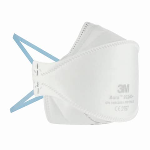 Respiratore monouso FFP2 3M Aura™ 9320D+ senza valvola - certificazione CE 2797 - bianco - Conf. 5 pezzi - 7100252554