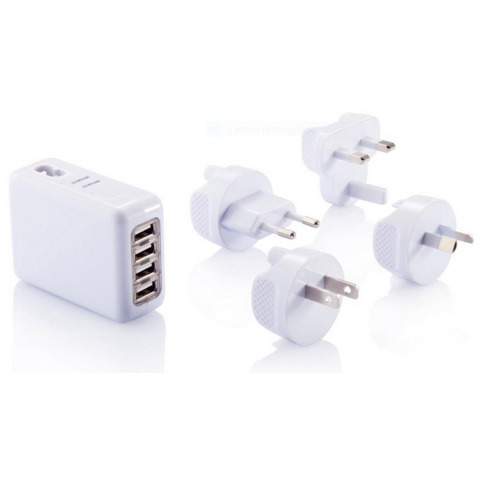 Adattatore da viaggio con quattro porte USB Bianco …