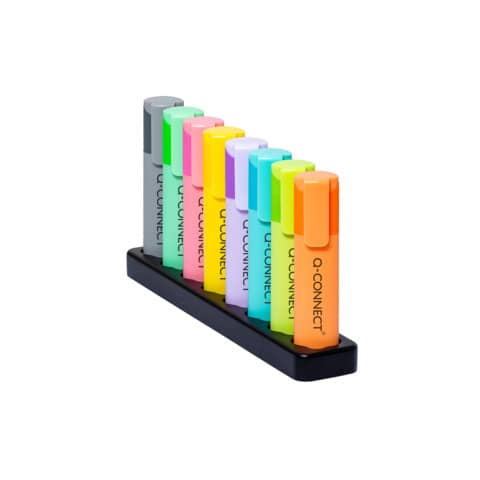 Desk set evidenziatori Q-Connect Pastel 1,5-5 mm - colori pastello assortiti conf. 8 pezzi - KF17806