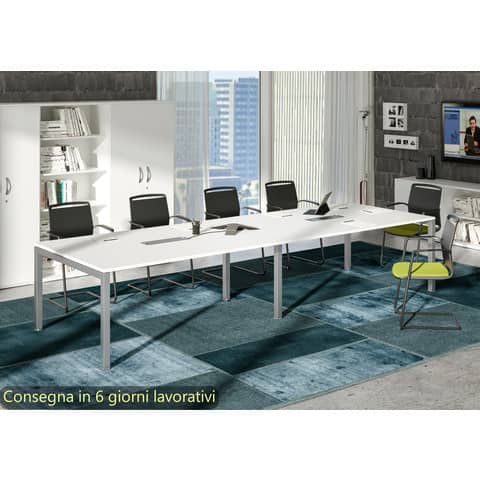 Modulo aggiuntivo per tavolo riunione Artexport Bridge 160x120x72,5 cm gambe alluminio - piano bianco - SOL-TR-S/3-AA