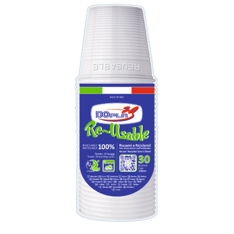 Bicchiere bianco in polistirene Dopla 230 ml - …