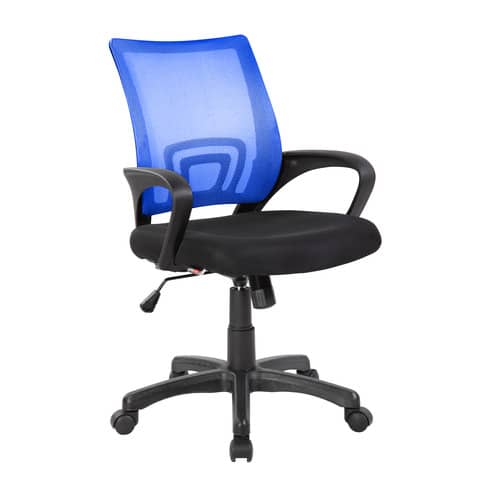 Sedia operativa con braccioli Serena Group St. Louis schienale in rete blu - rivestimento tessuto nero - E8085MB