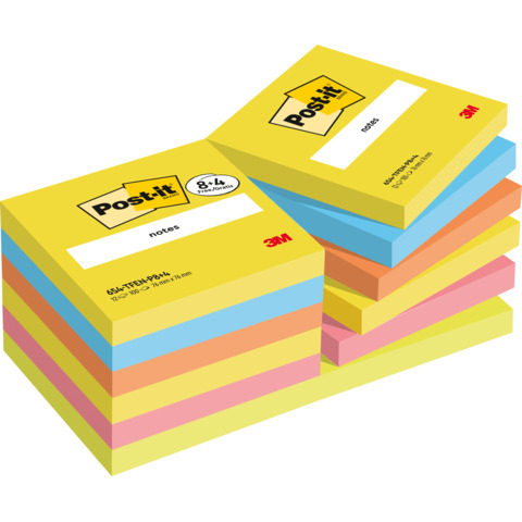 Promo pack 8+4 Post-it® standard 654 colori assortiti TFEN e BEACHSIDE - 76x76 mm - 7100290184