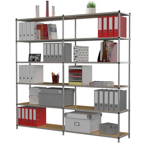 Modulo aggiuntivo per scaffalatura ad incastro 6 ripiani fissi Paperflow 100x35x200 cm - grigio - K606023