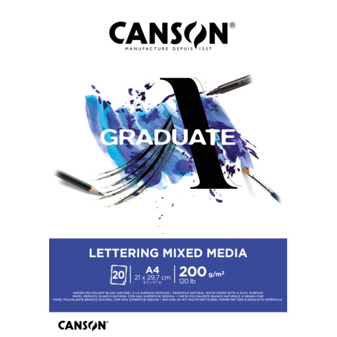 Blocco GRADUATE Lettering Mixed Media A4 20 fogli …