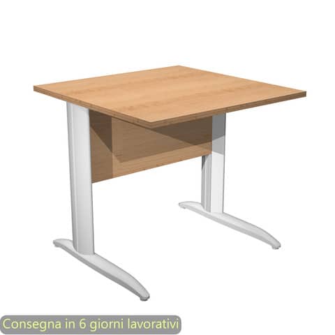 Scrivania piano faggio 80x80xH.72 cm gamba a L in metallo bianco opaco linea Presto Artexport - 001K2/6/AN