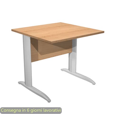 Scrivania piano faggio 80x80xH.72 cm gamba a L in metallo effetto cromato linea Presto Artexport - 001K2/6/AR