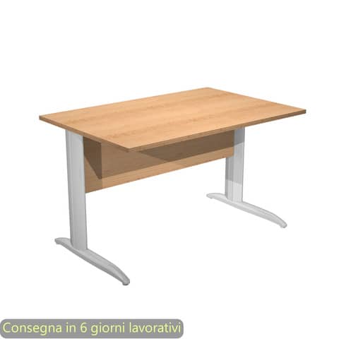 Scrivania piano faggio 120x80xH.72 cm gamba a L in metallo effetto cromato linea Presto Artexport - 004K2/6/AR