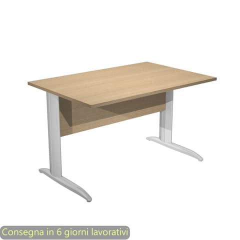 Scrivania piano rovere 120x80xH.72 cm gamba a L in metallo effetto cromato linea Presto Artexport - 004K2/C/AR