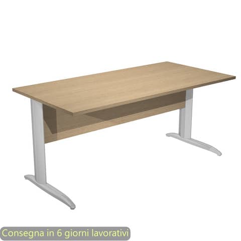 Scrivania piano rovere 160x80xH.72 cm gamba a L in metallo effetto cromato linea Presto Artexport - 003K2/C/AR