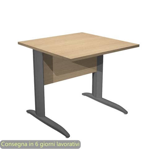 Scrivania piano rovere 80x80xH.72 cm gamba a L in metallo antracite opaco linea Presto Artexport - 001K2/C/AF