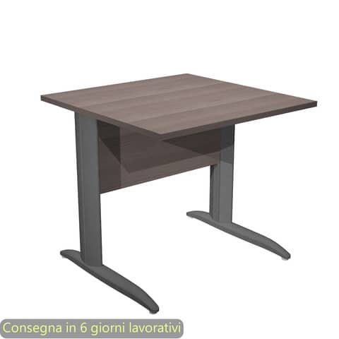 Scrivania piano frassino toscano 80x80xH.72 cm gamba a L in metallo antracite opaco Presto - 001K2/F/AF