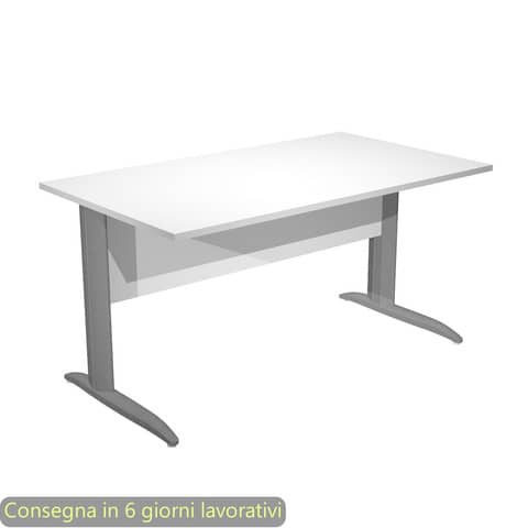 Scrivania piano bianco 140x80xH.72 cm gamba a L in metallo antracite opaco linea Presto Artexport - 002K2/3/AF