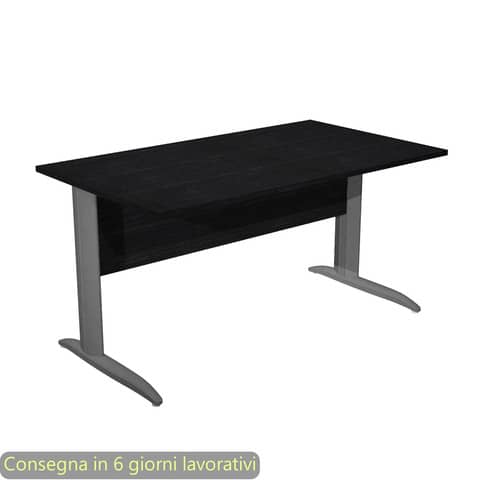 Scrivania piano nero venato frassino 140x80xH.72 cm gamba a L in metallo antracite opaco Presto - 002K2/8/AF