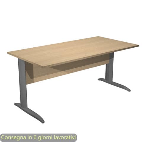 Scrivania piano rovere 160x80xH.72 cm gamba a L in metallo antracite opaco linea Presto Artexport - 003K2/C/AF